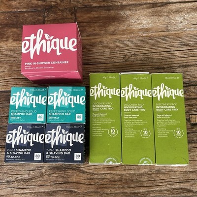 Ethique Shampoo Bar Bundle Mintasy Tip-To-Toe Discovery Packs & Shower Container