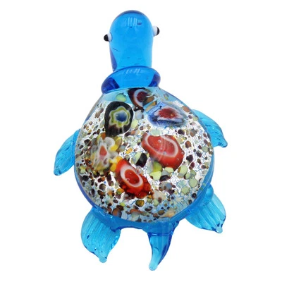 PARMY LTD Objet D'art Glass Animal Ornament Mini Room Decoration - Blue Turtle