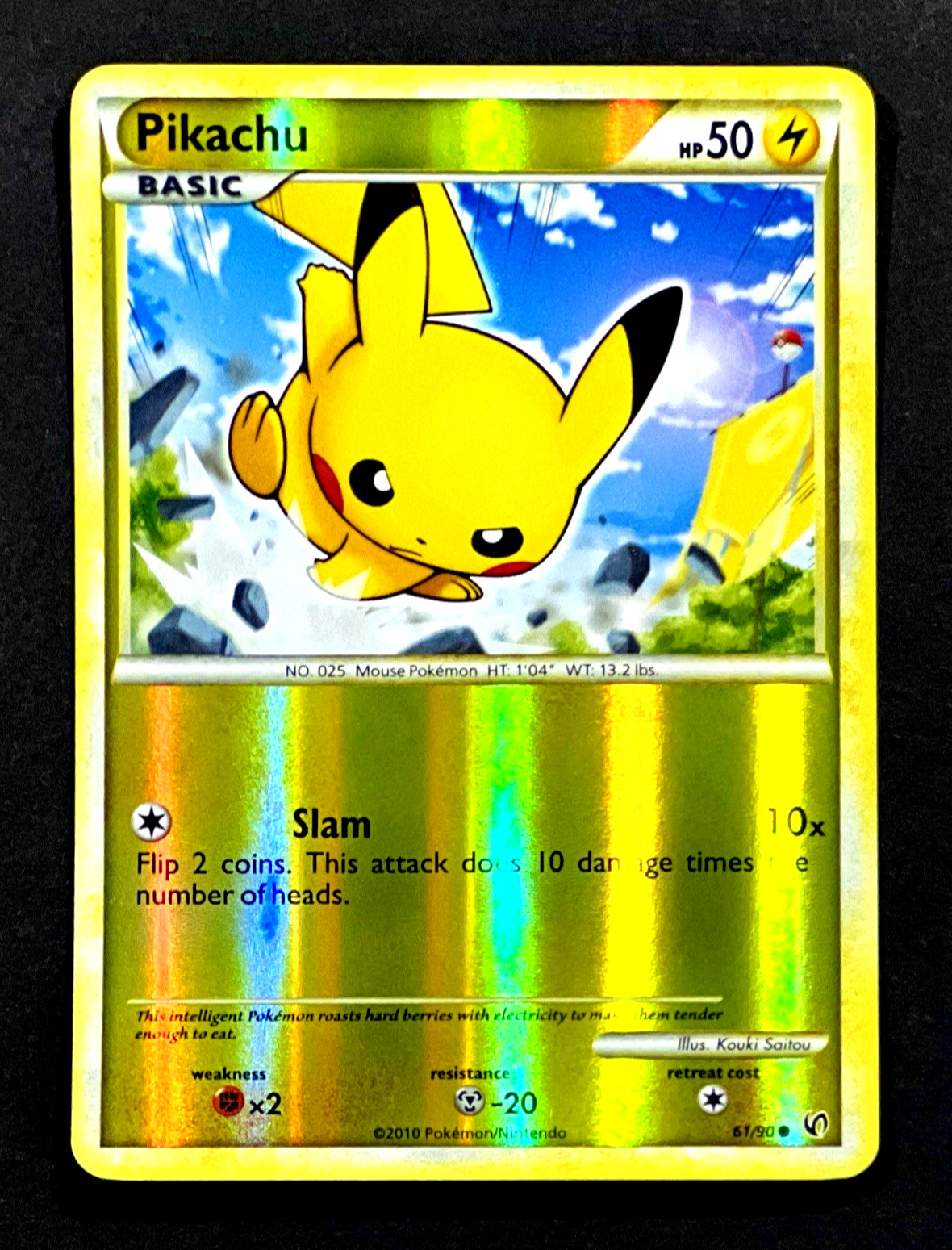 2010 Pokemon PIKACHU Undaunted REVERSE HOLO HeartGold & SoulSilver Card 61/90 NM