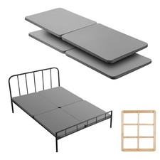 Queen Size Bunkie Board 1.5 in Bed Slats 200D Oxford Cloth 4 Piece Wooden Gray
