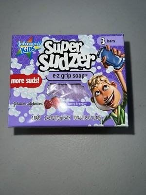 Johnson s Kids Super Sudzer E-Z Grip Soap Berry Breeze 3 Bars  NEW BOX