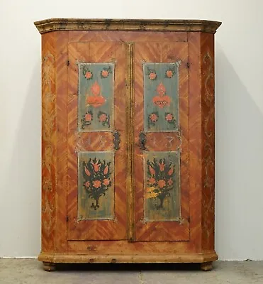 Buy ANTIQUE 1813 DATED HOLY HEART HAND PAINTED GERMAN MARRIAGE WARDROBE RARE COLOUR