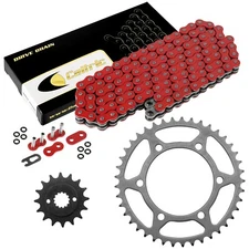 Red O-Ring Drive Chain & Sprockets Kit for Kawasaki EX500 Ninja 500R 1994-09