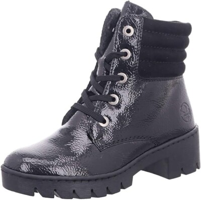 Rieker Damen Winter  Stiefel, Schnürer  Gr. 42 Lack/schwarz gefüttert