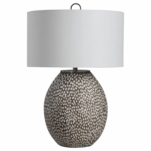UTTERMOST 28448-1 CYPRIEN PITTED BRUSHED RUSTIC GRAY WHITE GLAZE CERAMIC LAMP - Picture 6 of 6