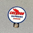 VINTAGE CHEVRON GASOLINE PLATE TOPPER PORCELAIN SIGN CAR GAS OIL MOTORCYCLE