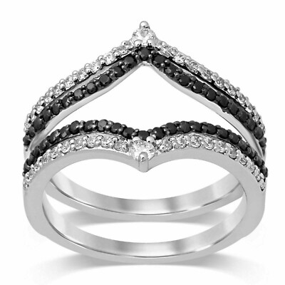 14K Silver Gold Finish 2.04 Ct Round Cut Simulated Diamond Enhancer Wedding Ring