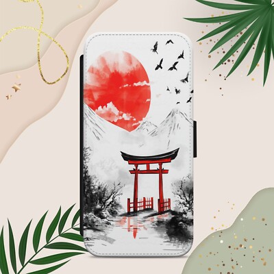 JAPANISCHE SONNE HANDYHÜLLE FÜR IPHONE SAMSUNG PIXEL FLIP WALLET HANDY COVER