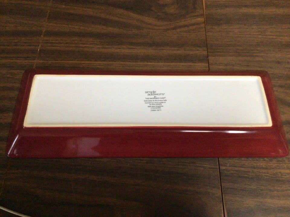 Pampered Chef Simple Additions Rectangular Platter Cranberry Accent New in Box - Image 3 of 4
