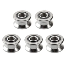 5Pcs Deep T Groove Flat Bottom Bearing, Stainless Steel Pulley Wheel for Wire Ro