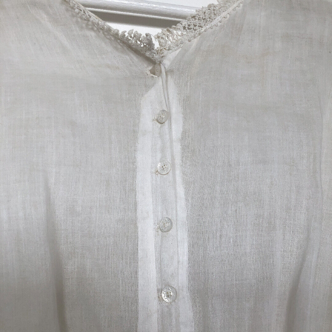 antique 20s 30s white cotton voile dress lace vin… - image 11