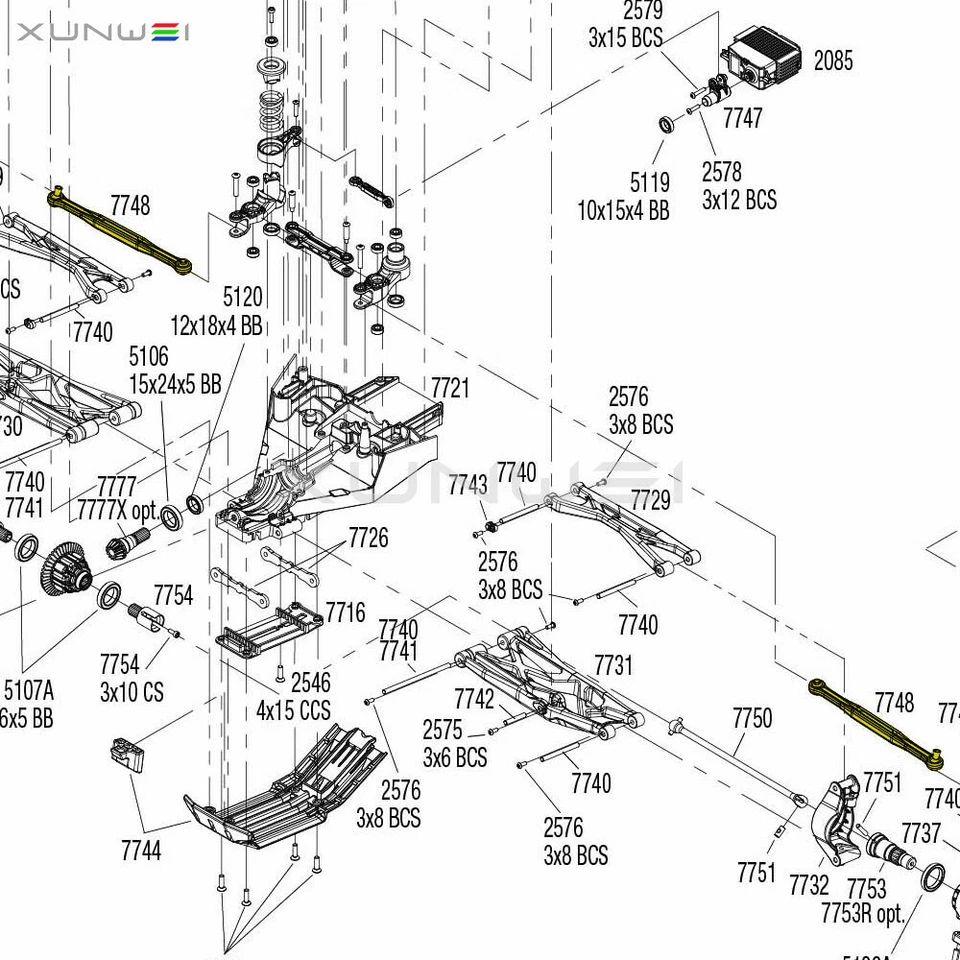 Aluminum Toe Links Servo Link Steering Rod For RC 1/5 Traxxas X-Maxx XMaxx 7748 - Image 2 of 2