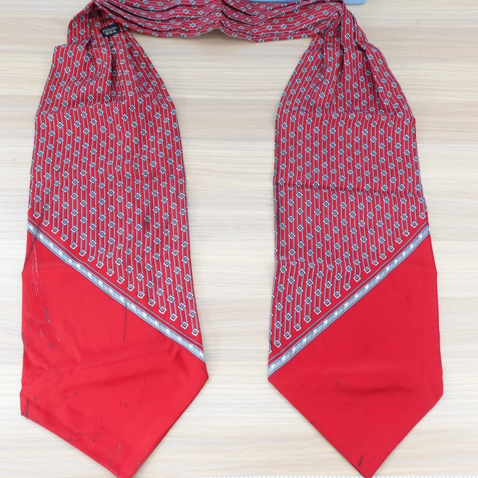 Ascot Cravat Neck Tie Mens Red Chain Link Western Victorian Tuxedo Suit Designer - Image 3 of 4