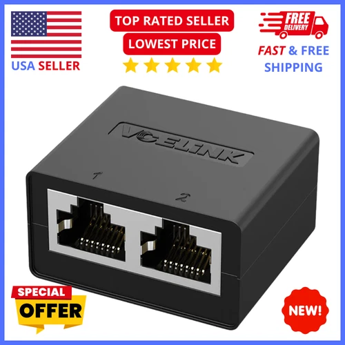 VCELINK RJ45 Ethernet Splitter – 1-to-2 Dual Port Network Cable Adapter