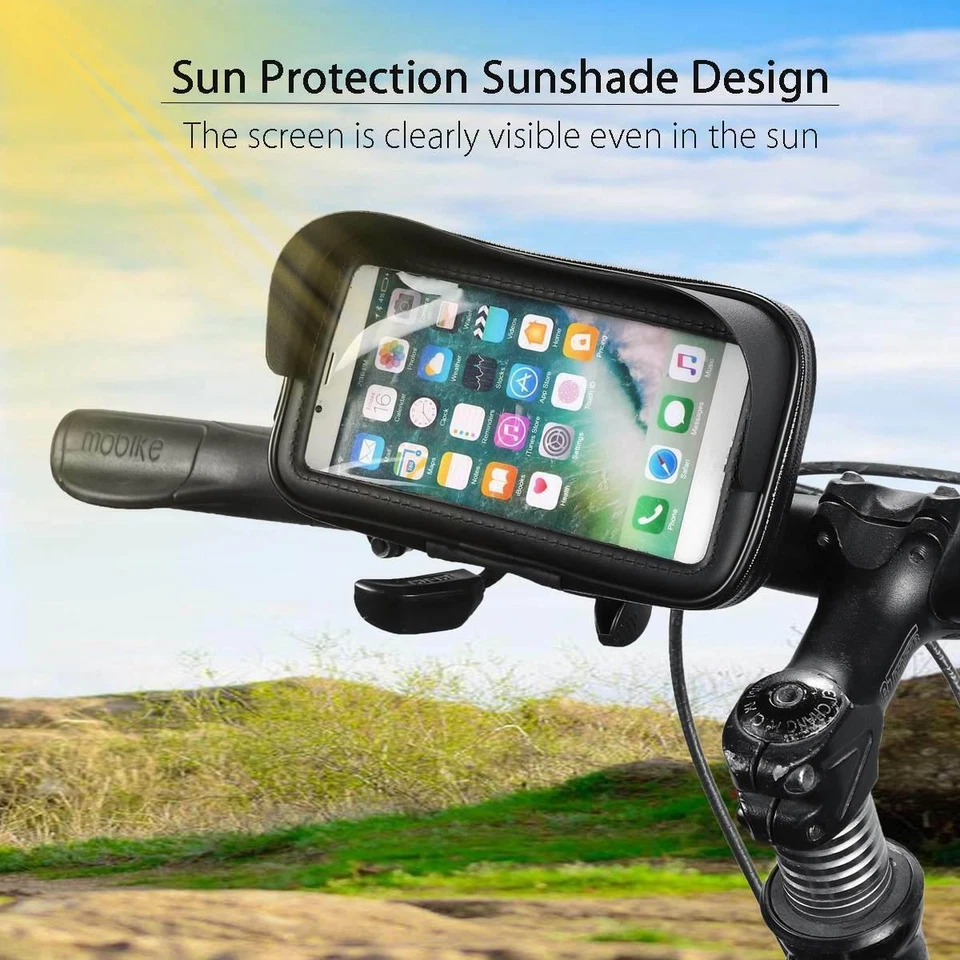 Waterproof Motorcycle Handlebar Mount 360° Rotation Phone Bag Case GPS Holder  — 第 4/4 张图片