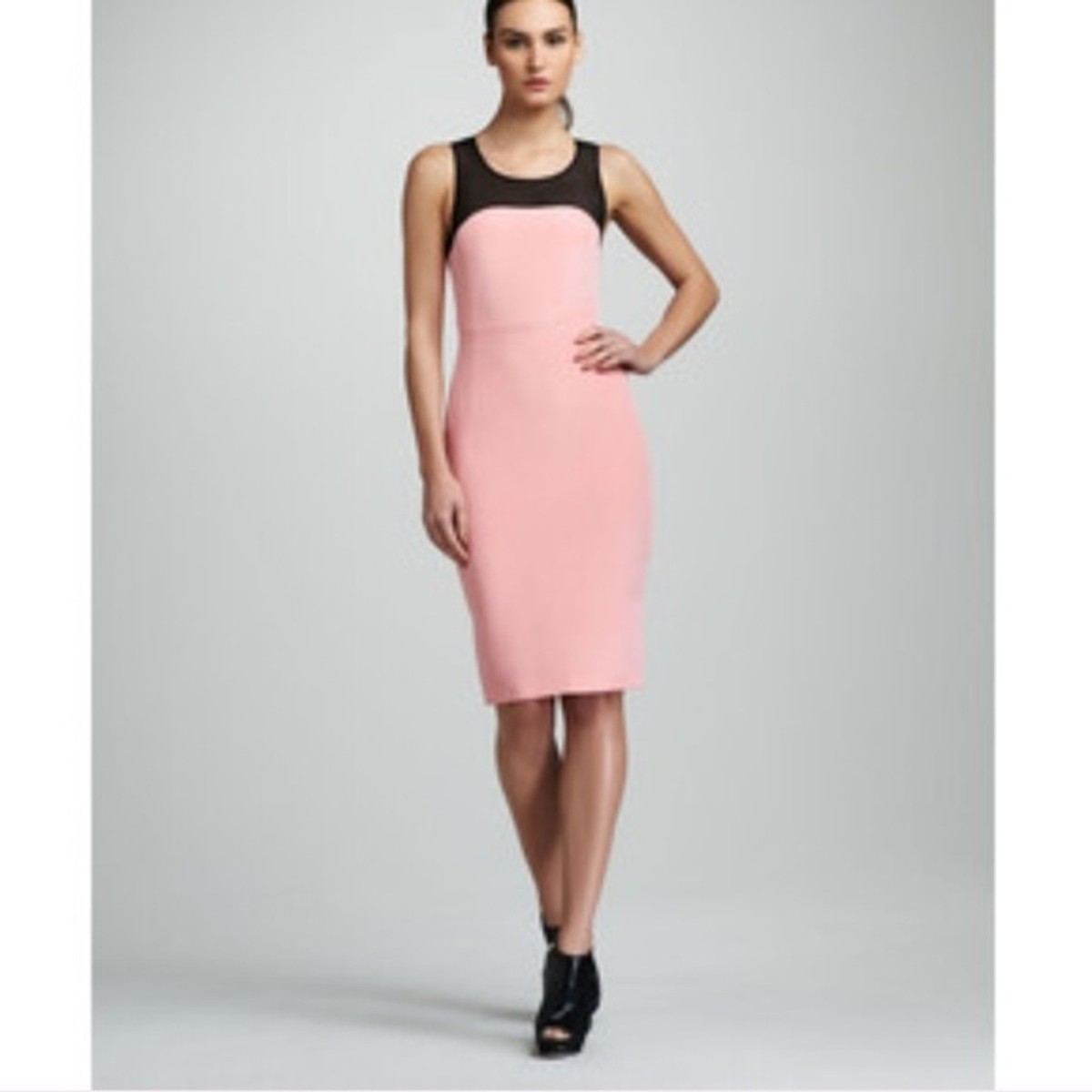 knee length dresses for ladies Buy Joseph Ribkoff Black Studded Mesh Yoke Sheath Dress 254085 — AfterRetail