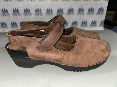 Wolky Shoe's Women's Size 41 US 9-9.5 Brown Mary Jane Slingback Strappy Clogs