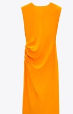 Zara draped orange dress- size XS Brand new with tags