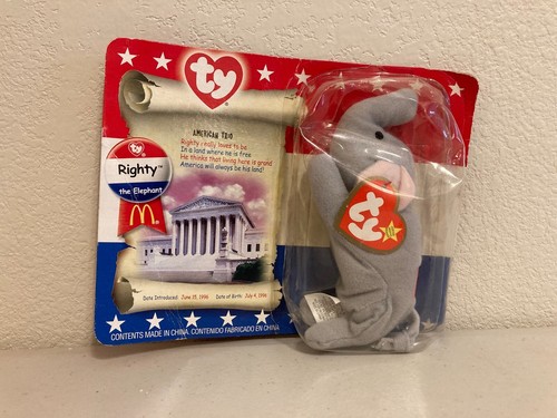 2000 McDonald's Happy Meal Toy - TY Beanie Babies Righty the Elephant America