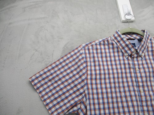 Dockers Button Up Shirt Men's Large Blue Orange White Geometric Cotton Blend - Picture 12 of 14