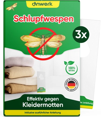 anwerk® Schlupfwespen gegen Kleidermotten Textilmotten  3 Karten x 6 Lieferungen