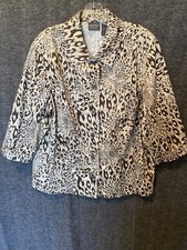 Chicos Additions Jacket Womens 3 XL Brown Leopard Safari Mob Wife Statement Chic