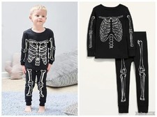 Old Navy Unisex Halloween Skeleton Pajamas Long Sleeve Size 5T NWT