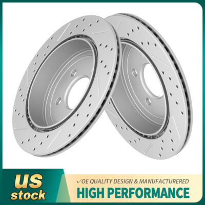 2 x Rear Drilled Slotted Disc Brake Rotors for Ford Edge Lincoln MKX 2007-2010