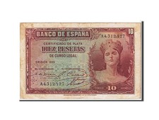 #109485 Geldschein, Spanien, 10 Pesetas, 1935, KM:86a, S+