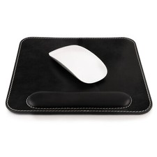Londo Top Grain Leather Mousepad with Wrist Rest Black