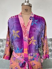 Robe Longue En Soie Georgette Multi Indienne Kimono Femme Nuit Gown Dress US