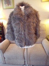 "brave Soul" Ladies Faux-fur Jacket With 3/4 Sleeves Uk Size 14.. Grey/black.