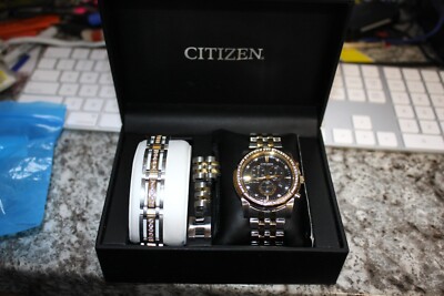 Citizen Eco Drive Crystal Two Tone Watch w/ box! 510-01128.jpeg main image 4