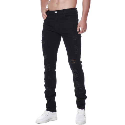 Herren Ripped Jeans Stretch Distressed Destroyed Tapered Leg Skinny Hose - Bild 5 von 51