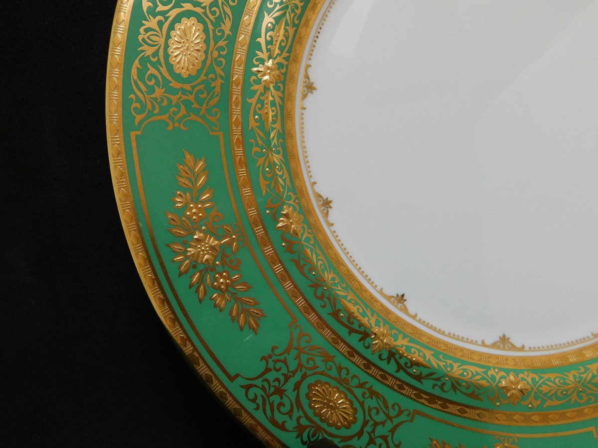 MINTON DINNER PLATE ARGYLE Green 22kt Gold Fine China 27cm MINTON DINNER PLATE ARGYLE Green 22kt Gold Fine China 27cm