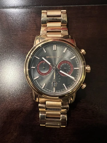 Orologio Uomo Michael Kors Pennant 43mm Acciaio Tono Oro Rosa Quadrante Grigio Quarzo MK8370