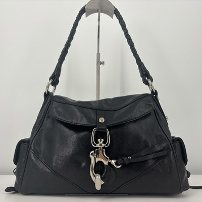 Francesco Biasia Shoulder Bag Black Leather Y2K Vintage Authentic