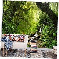 Llamazing Forest Landscape Tapestry - Home Decor 90.5L" x 70.8W" Green Creek