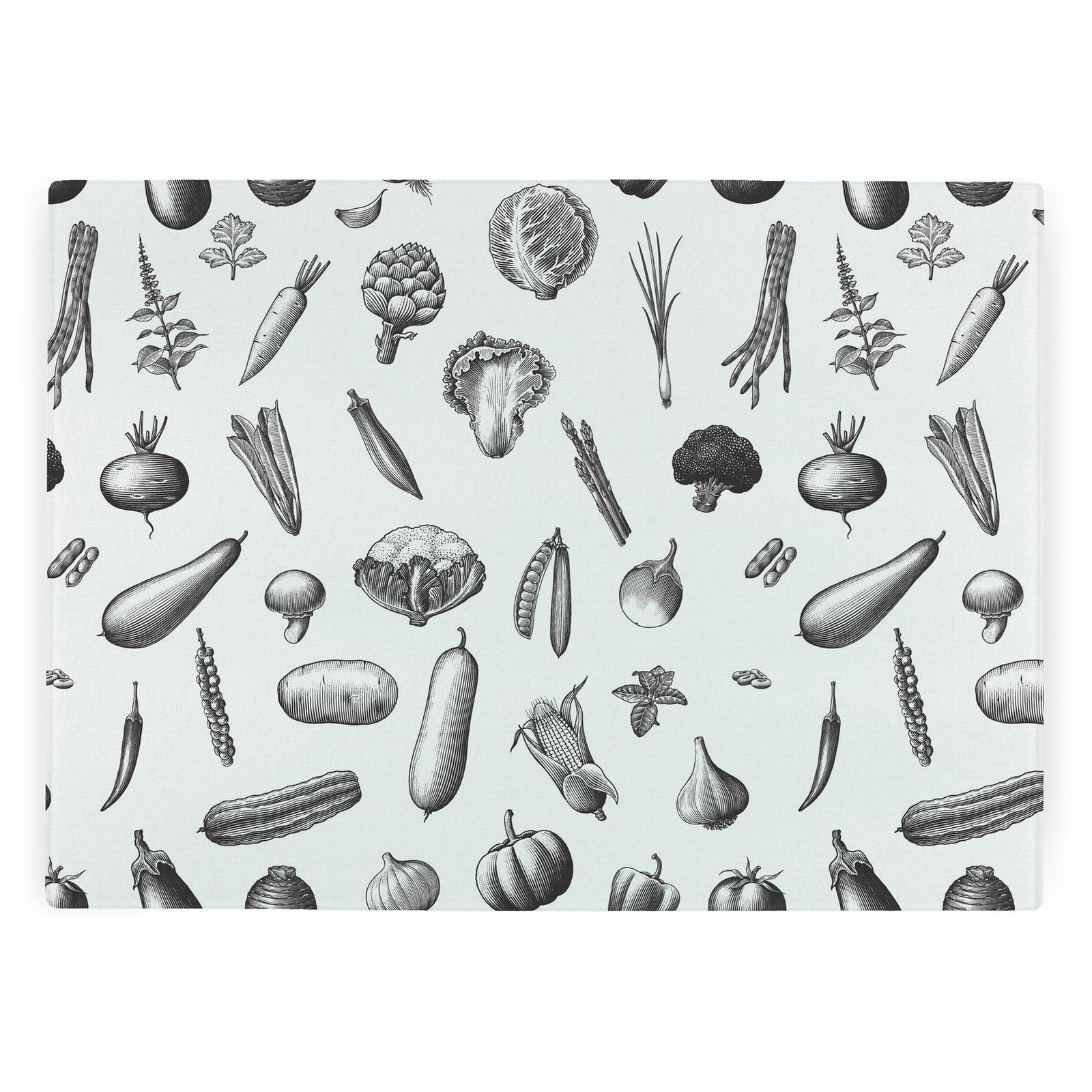 Vegetables Print Large Glass Worktop Protector - Food Themed Kitchen Gifts