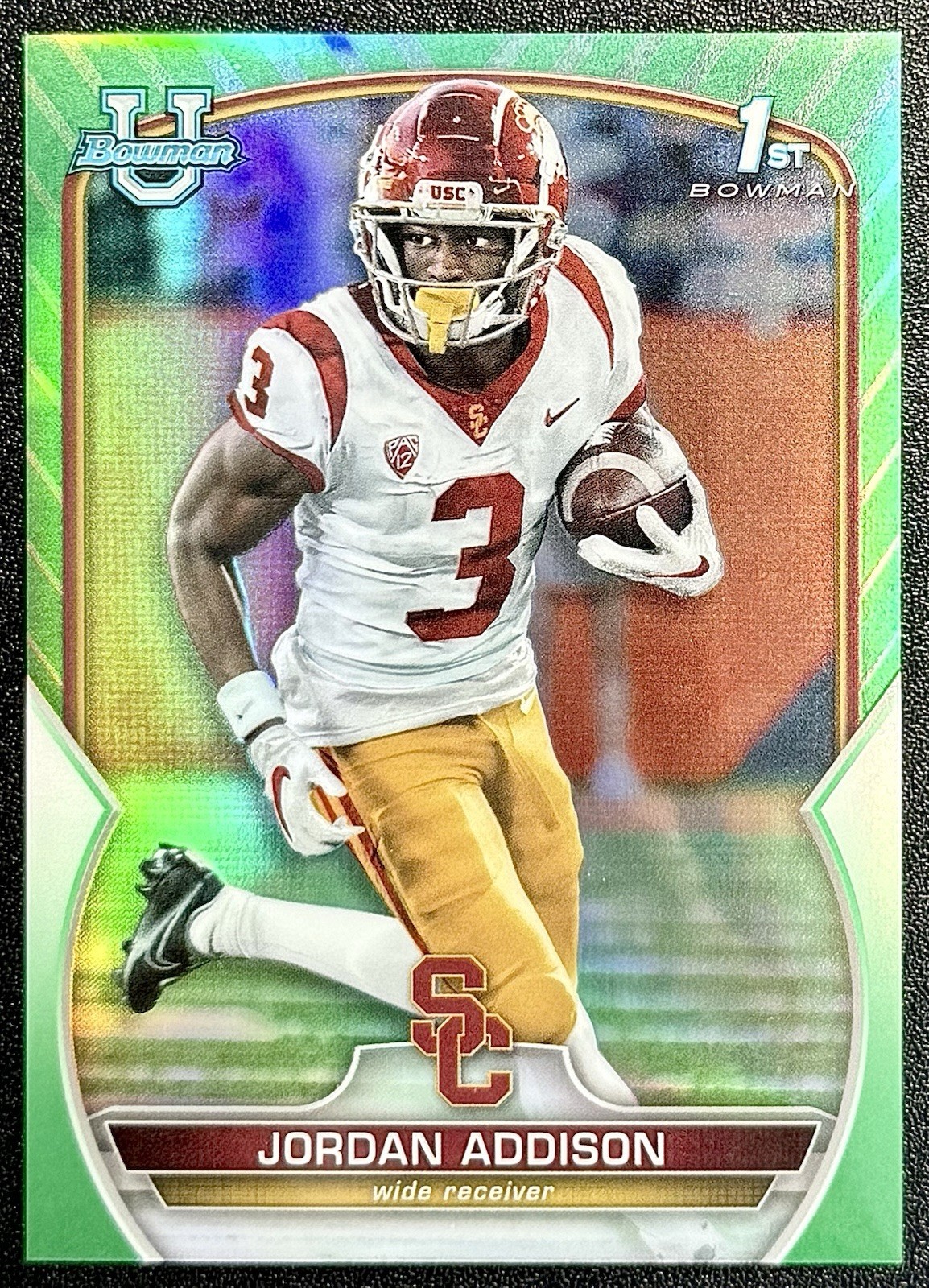 2022 Bowman University Chrome - Jordan Addison #36 Green Refractor /99 (RC)