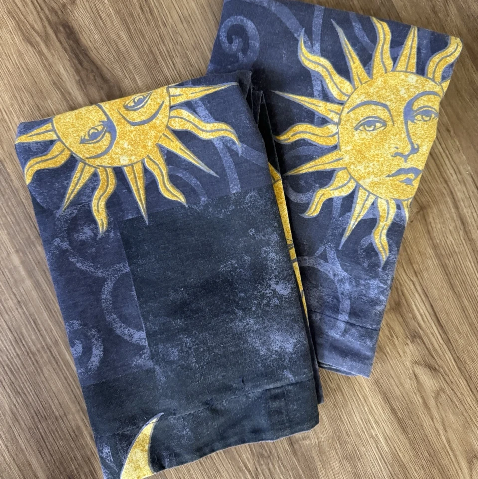 Vintage Celestial Anos 90 Y2K Sun Moon Star Conjunto 2 Fronhas Padrão Boho - Imagem 4 de 4