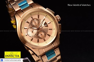 Invicta Men's 45mm Specialty Pilot Chronograph SS ROSE GOLD Tone Watch