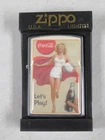 Vintage Zippo Lighter LET'S PLAY Coca Cola NIB sealed chrome finish #200