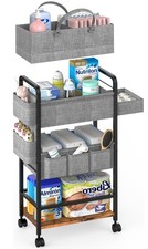 2In1 Baby Diaper Caddy  4-Tier Rolling Diaper Cart, Diaper Caddy Organizer C...