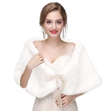 Women's Winter Bridal Faux Fur Wraps and Shawls Wedding Fur Cape Stole