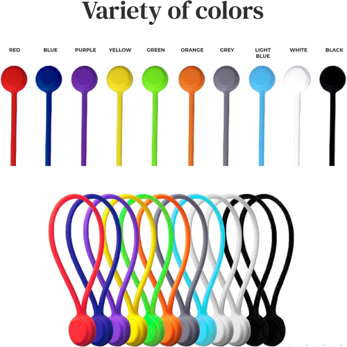 Magnetic Cable Management Organizer | 12 Pack Reusable Cable Ties & Cord Holder - Afbeelding 2 van 12