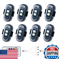 8PCS Wireless LED Strobe Lights for Car Motorcycle Drone - Remote Control, 8 Col