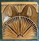 J & J G Low Art Tile Works Egyotian Revival #613 Lotus 6” with corner chip Rare — photo 1