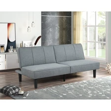 Mainstays 66" Studio Futon, Gray Linen Upholstery