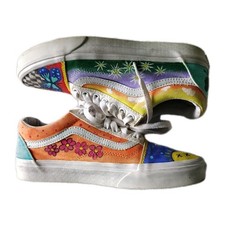 Zapatillas para mujer Vans talla 8 pintadas a mano multicolores arte único ropa de calle
